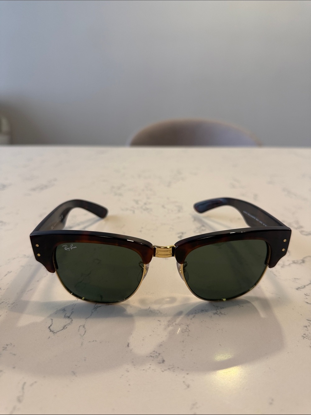 Ray-Ban Tortoise Frame Sunglasses with Green Lenses
